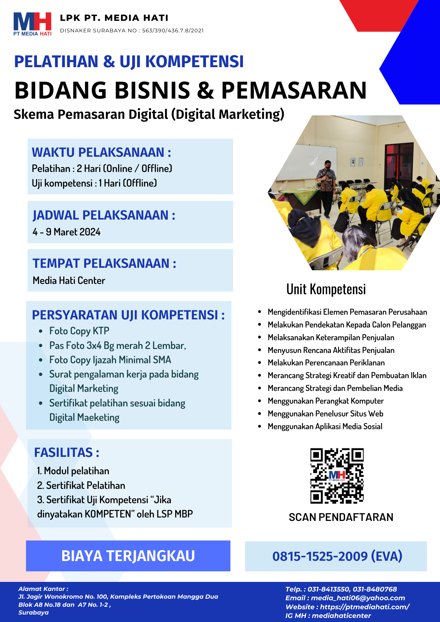 Info Pelatihan dan Uji Kompetensi Tanggal 04 - 09 Maret 2024.